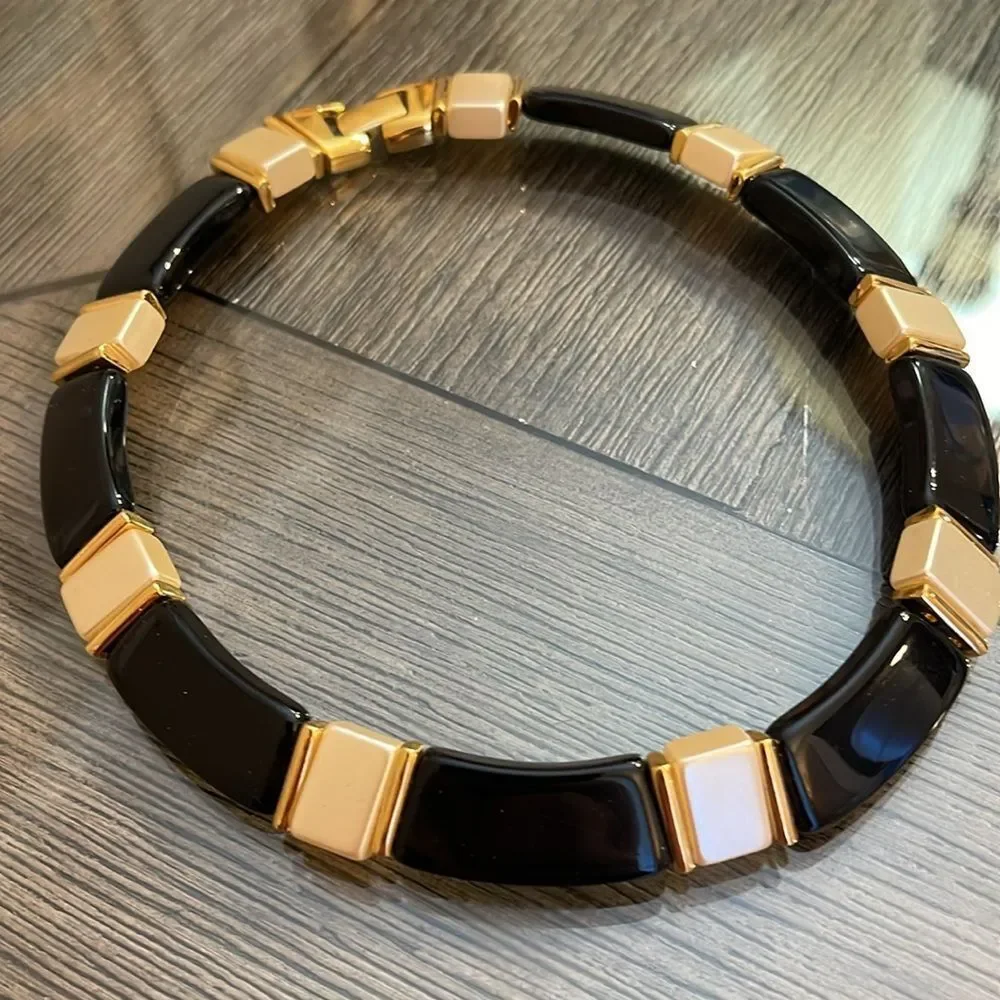 Vintage Napier Jet & Pearl Collar Necklace